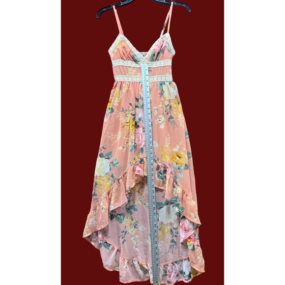 Rue 21 - Women's Summer Sleeveless High Low Hem Ruffle Floral Dress - Pink - XS - Picture 6 of 16